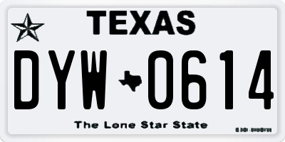 TX license plate DYW0614