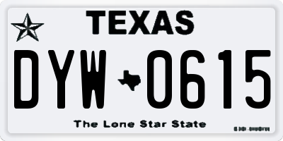 TX license plate DYW0615