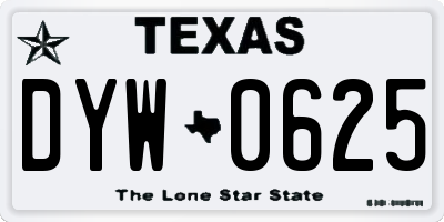 TX license plate DYW0625