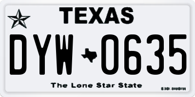 TX license plate DYW0635