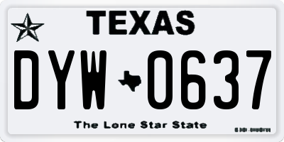 TX license plate DYW0637