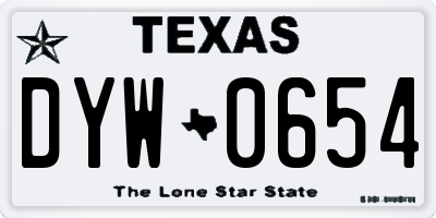 TX license plate DYW0654