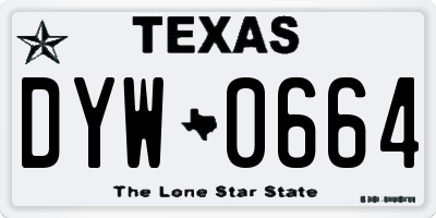 TX license plate DYW0664