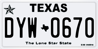 TX license plate DYW0670