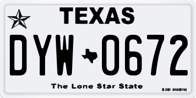 TX license plate DYW0672