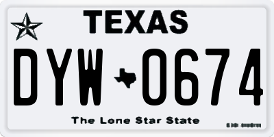 TX license plate DYW0674