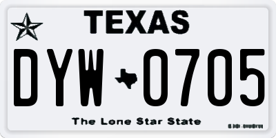 TX license plate DYW0705