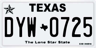 TX license plate DYW0725