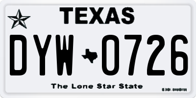 TX license plate DYW0726