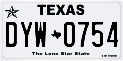 TX license plate DYW0754
