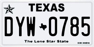 TX license plate DYW0785