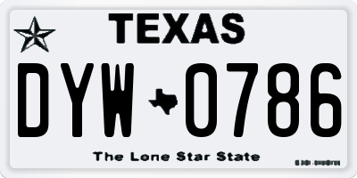 TX license plate DYW0786