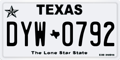 TX license plate DYW0792