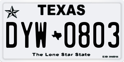 TX license plate DYW0803