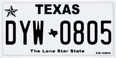 TX license plate DYW0805