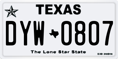 TX license plate DYW0807