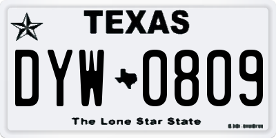 TX license plate DYW0809