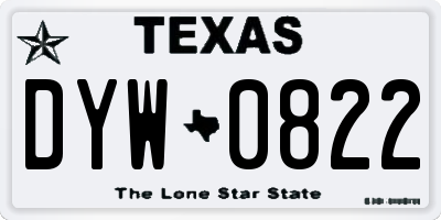 TX license plate DYW0822