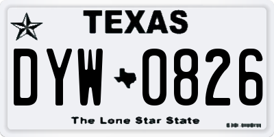 TX license plate DYW0826