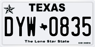 TX license plate DYW0835