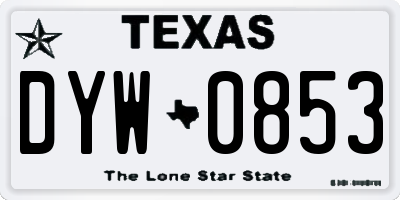 TX license plate DYW0853