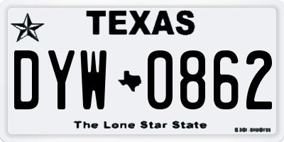 TX license plate DYW0862