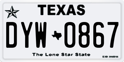 TX license plate DYW0867
