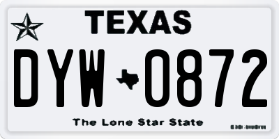 TX license plate DYW0872