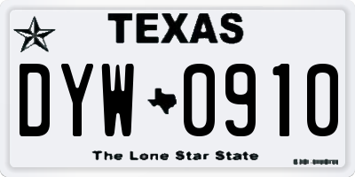 TX license plate DYW0910