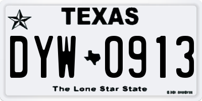TX license plate DYW0913