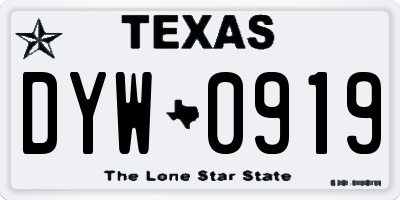 TX license plate DYW0919