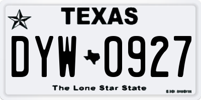 TX license plate DYW0927