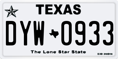 TX license plate DYW0933
