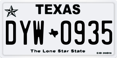 TX license plate DYW0935