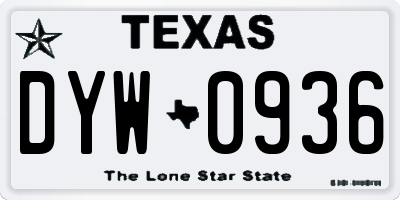 TX license plate DYW0936