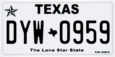 TX license plate DYW0959