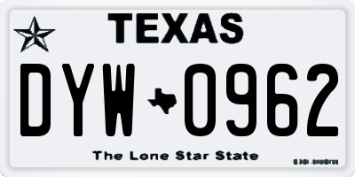 TX license plate DYW0962