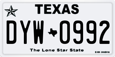 TX license plate DYW0992