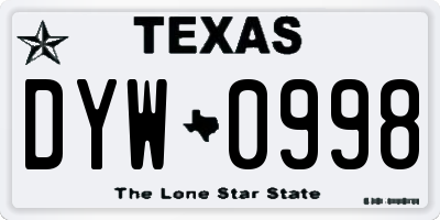TX license plate DYW0998
