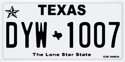 TX license plate DYW1007