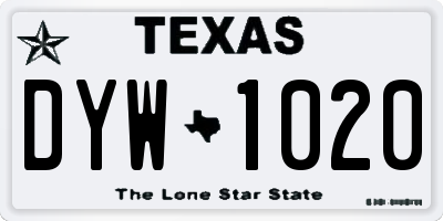 TX license plate DYW1020