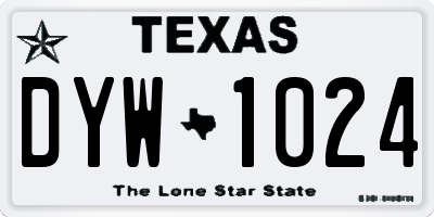 TX license plate DYW1024