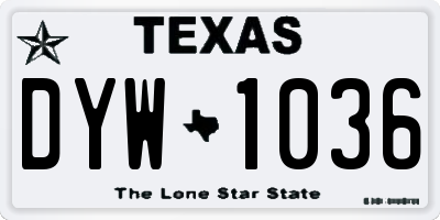 TX license plate DYW1036
