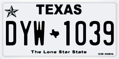 TX license plate DYW1039