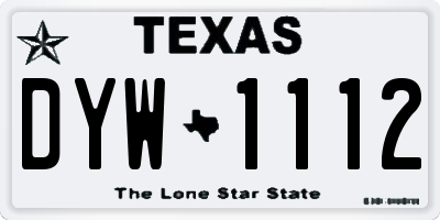 TX license plate DYW1112