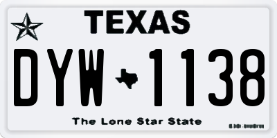 TX license plate DYW1138