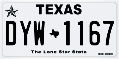 TX license plate DYW1167