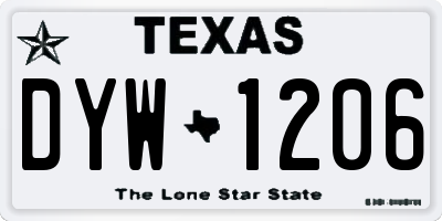 TX license plate DYW1206