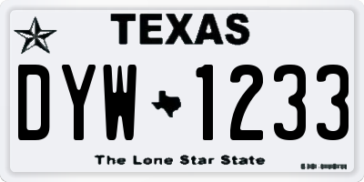 TX license plate DYW1233