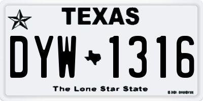 TX license plate DYW1316